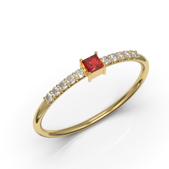 DCFSHEE Fashion Women Minimalist Dainty Gold Princess Center CZ Ring